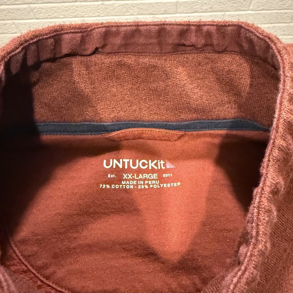 UNTUCKit Mens XXL Pullover Sweater 3 Button Mock Neck Burnt Orange - Picture 3 of 3